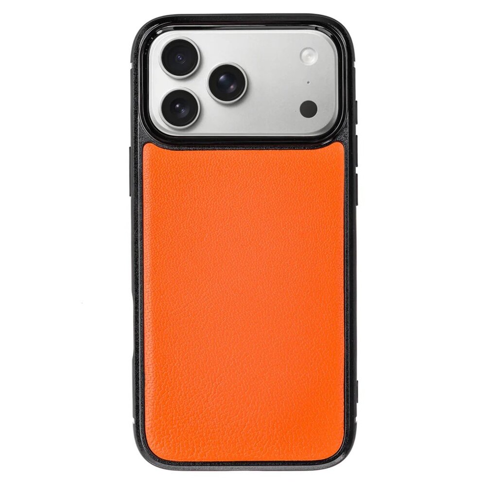 iPhone 17 Pro / Pro Max Goatskin Leather Case in Electric Orange – Luxury Slim